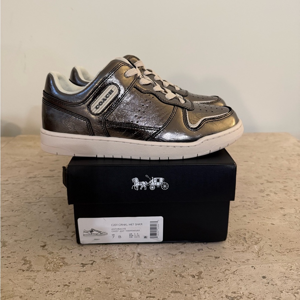 COACH C201 Crinkle Metallic Sneaker.
